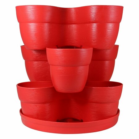 BLOOMERS Stackable Flower Tower Planter, Holds up to 9 Plants, Great Both Indoors and Outdoors, Red 2387-1